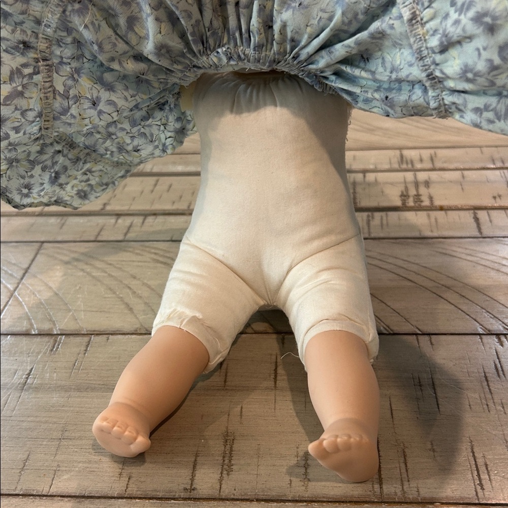 Collectible Porcelain Blonde Doll with Music Box  Lace Trimmed Dress & Bloomers - Picture 11 of 13